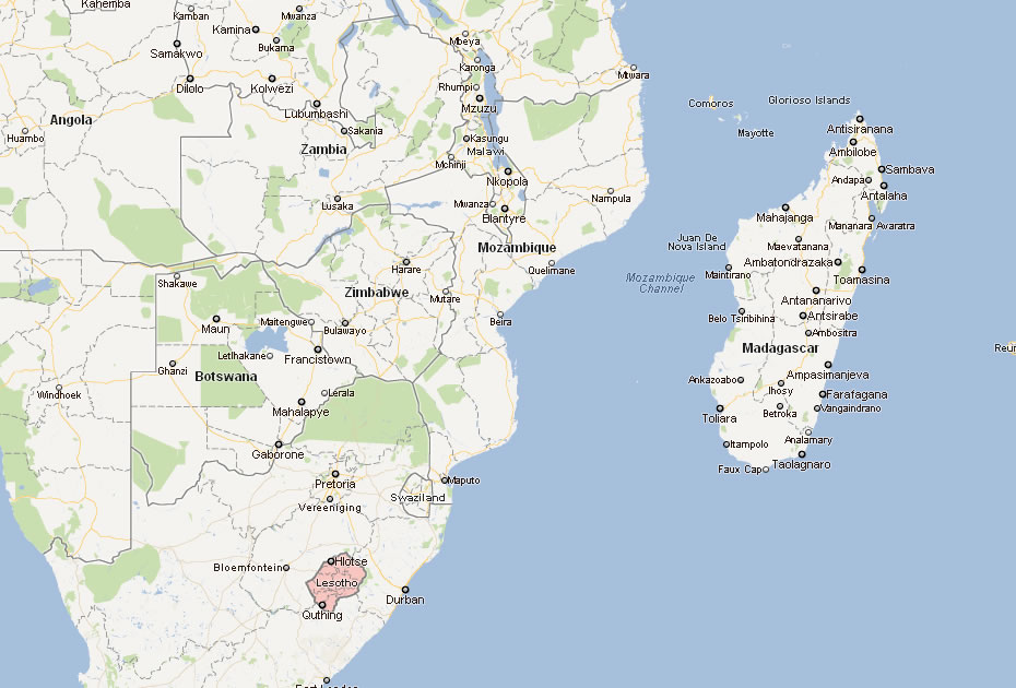 carte du lesotho afrique